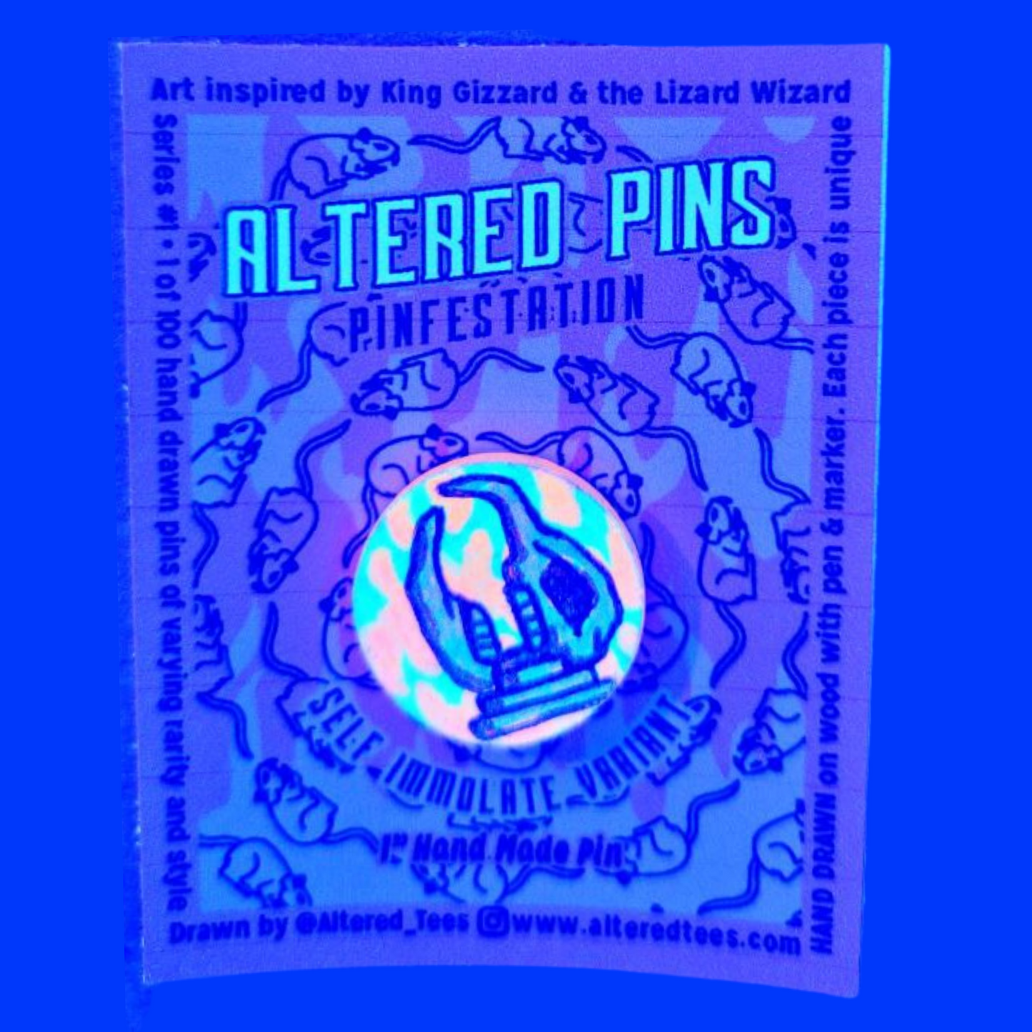 Pinfestation Series - Self Immolate Glow Variant - S1 - Altered Pins